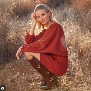 Justfab Burnt Orange Open Back Sweater Dress